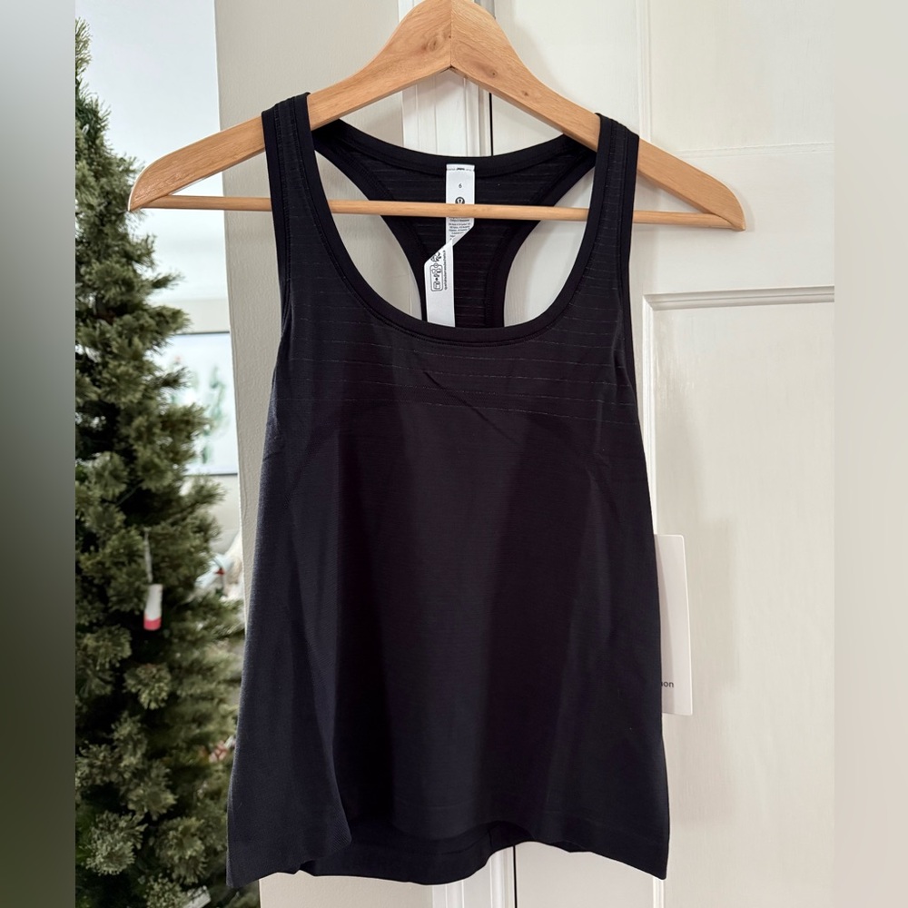 NWT LULULEMON SWIFTLY TECH RACERBACK TANK TOP 2.0 Black *Glow Strip 6